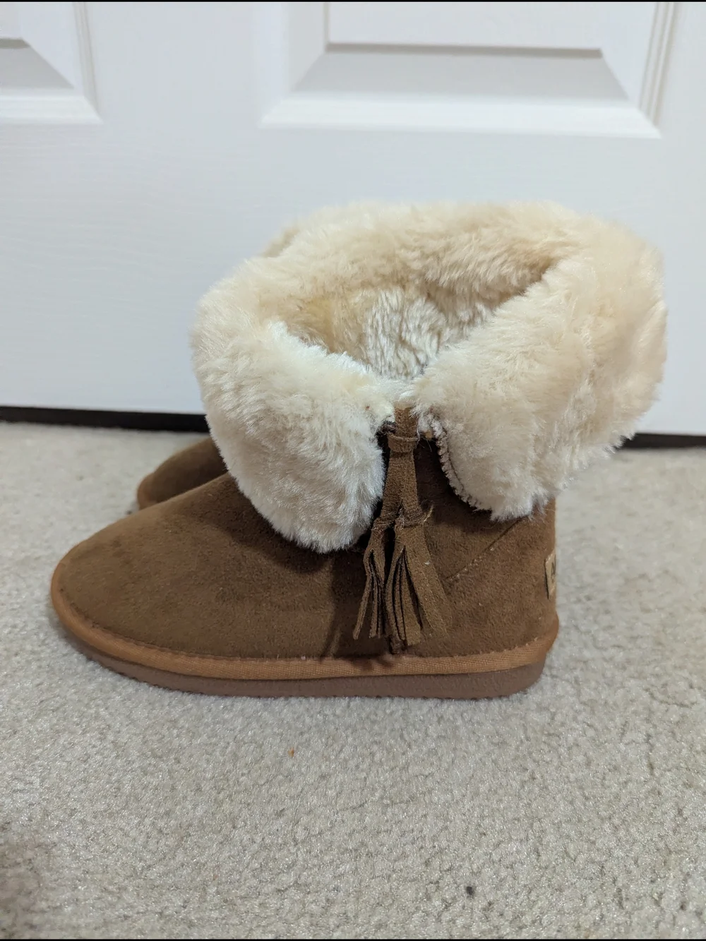 Kids Cozy Shearling-Lined Suede Booties - Brown